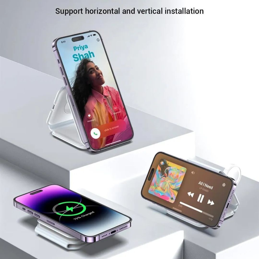 MAGNETIC FOLDABLE 3 IN 1 MAG-SAFE CHARGER