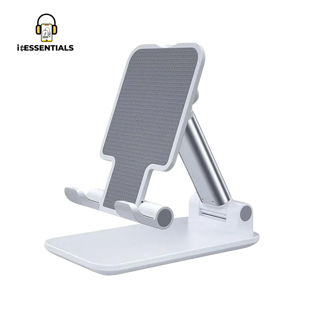 ADJUSTABLE FOLDING DESK PHONE AND TABLET STAND (WHITE)