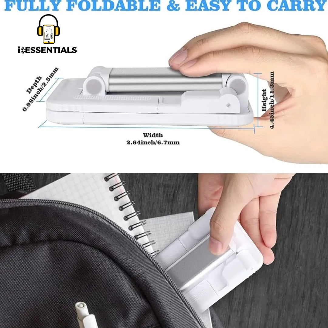 ADJUSTABLE FOLDING DESK PHONE AND TABLET STAND (WHITE)