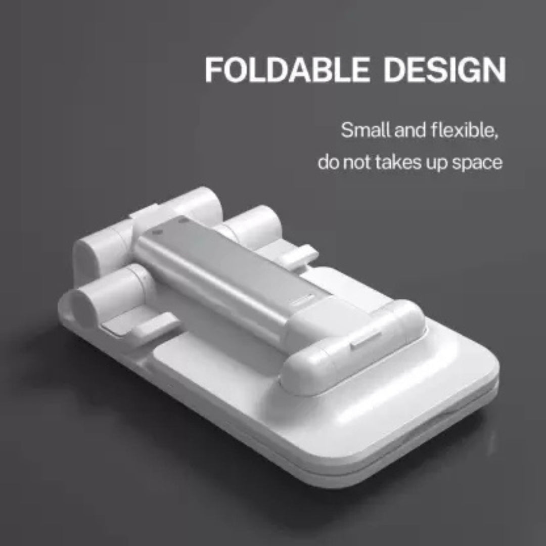 ADJUSTABLE FOLDING DESK PHONE AND TABLET STAND (WHITE)