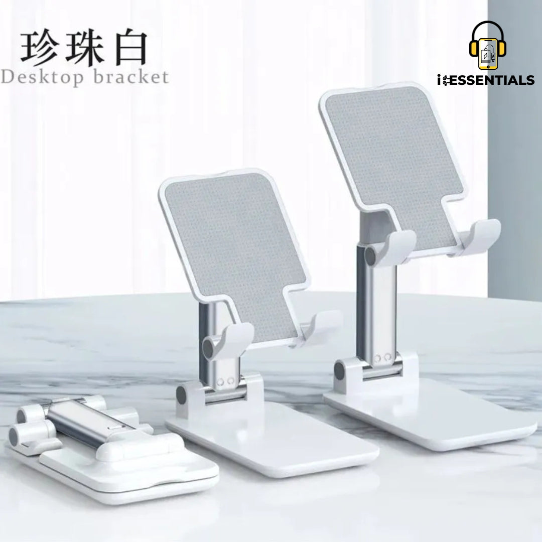 ADJUSTABLE FOLDING DESK PHONE AND TABLET STAND (WHITE)