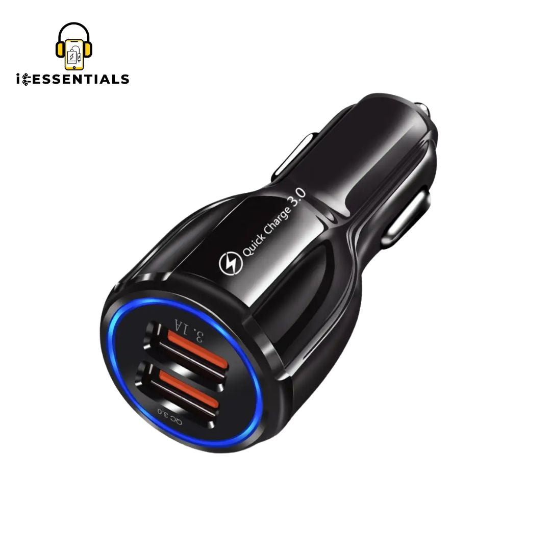 DUAL PORT CAR CHARGER IN BLACK