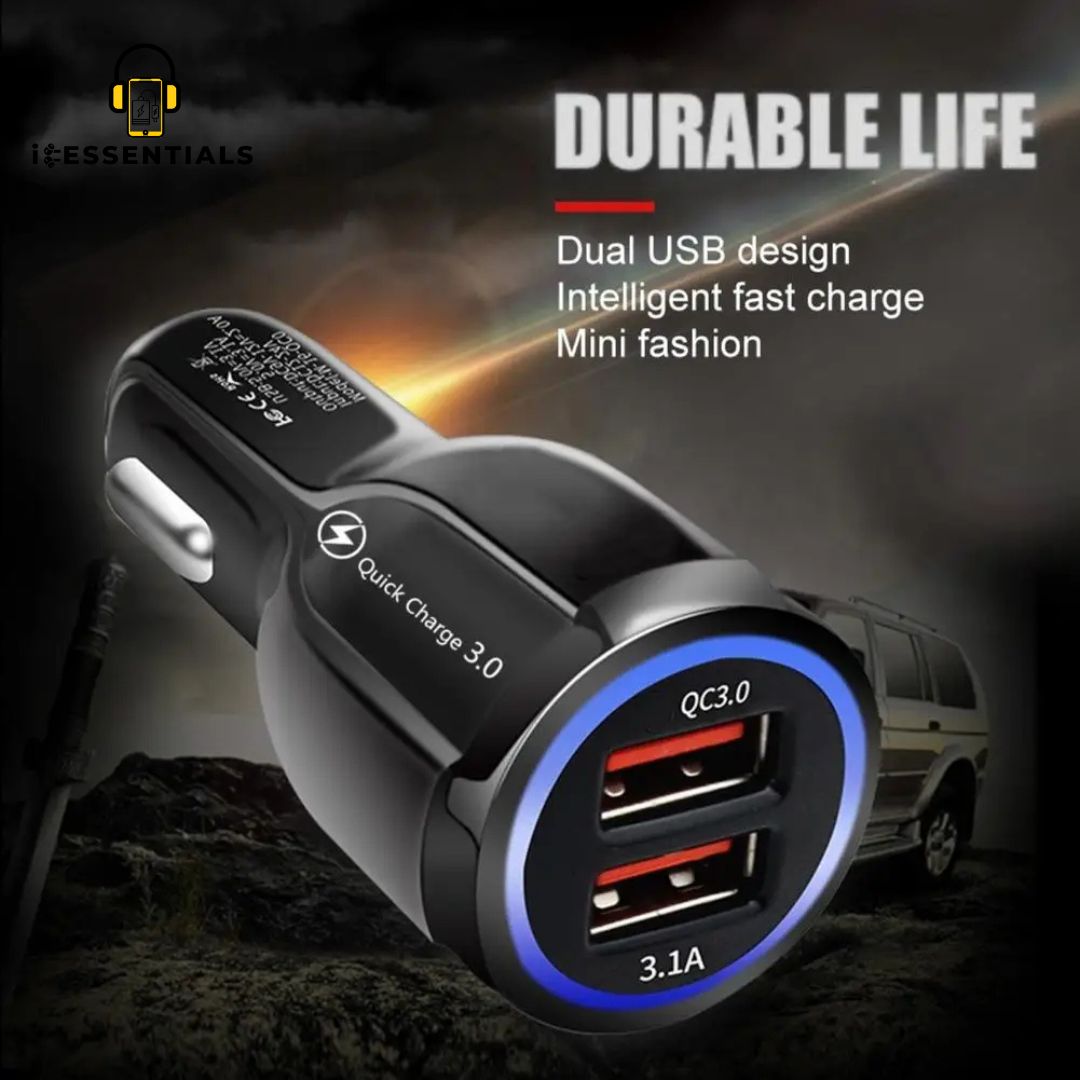 DUAL PORT CAR CHARGER IN BLACK