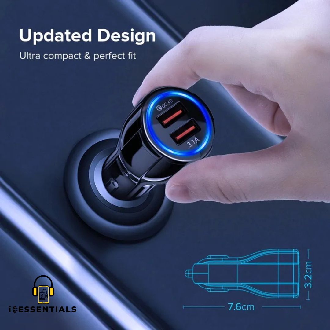 DUAL PORT CAR CHARGER IN BLACK