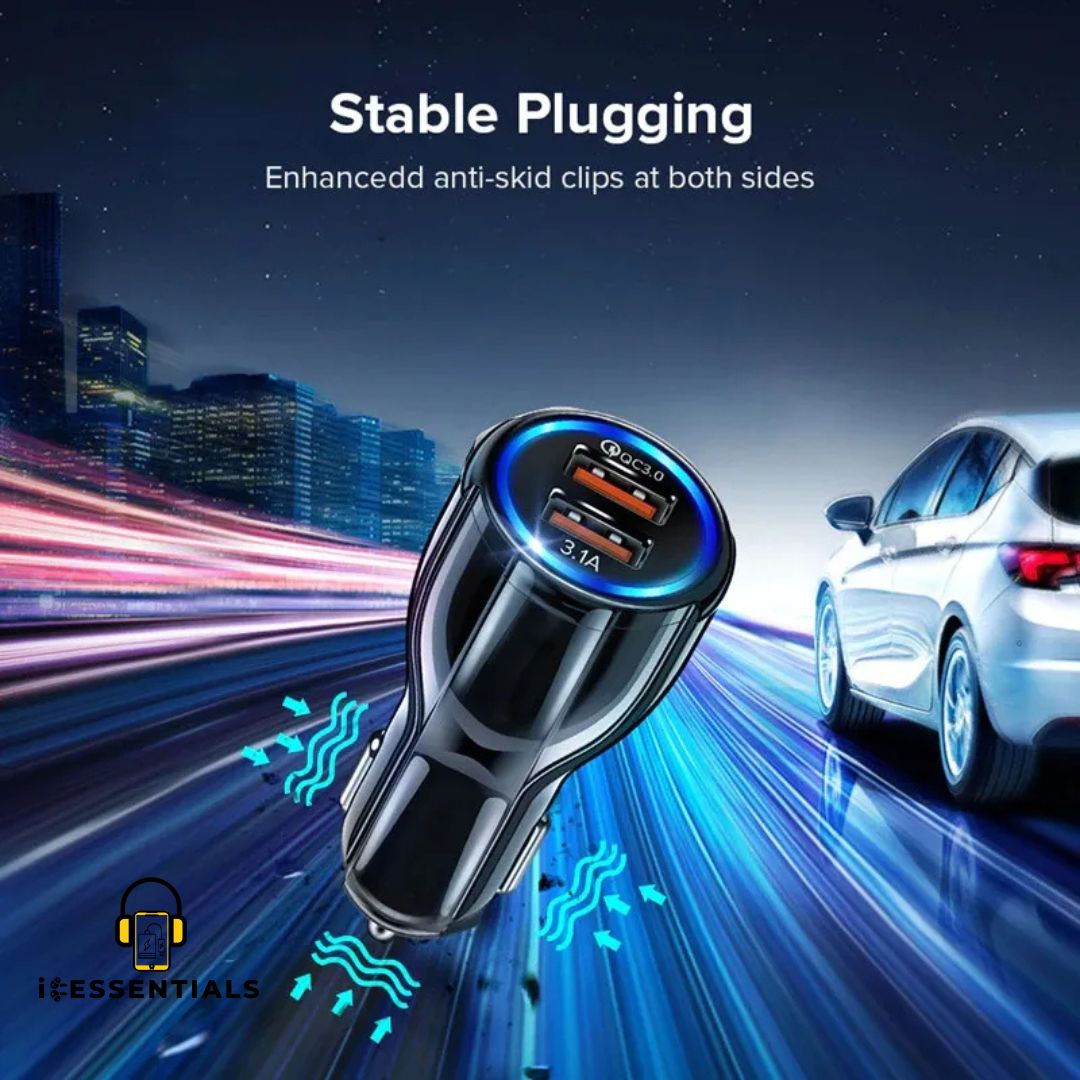 DUAL PORT CAR CHARGER IN BLACK