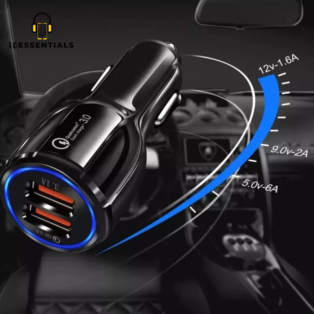 DUAL PORT CAR CHARGER IN BLACK