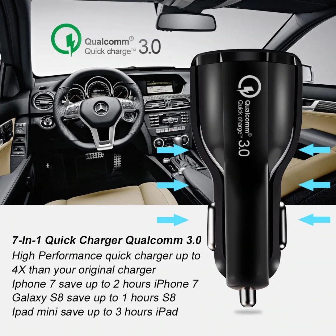 DUAL PORT CAR CHARGER IN BLACK