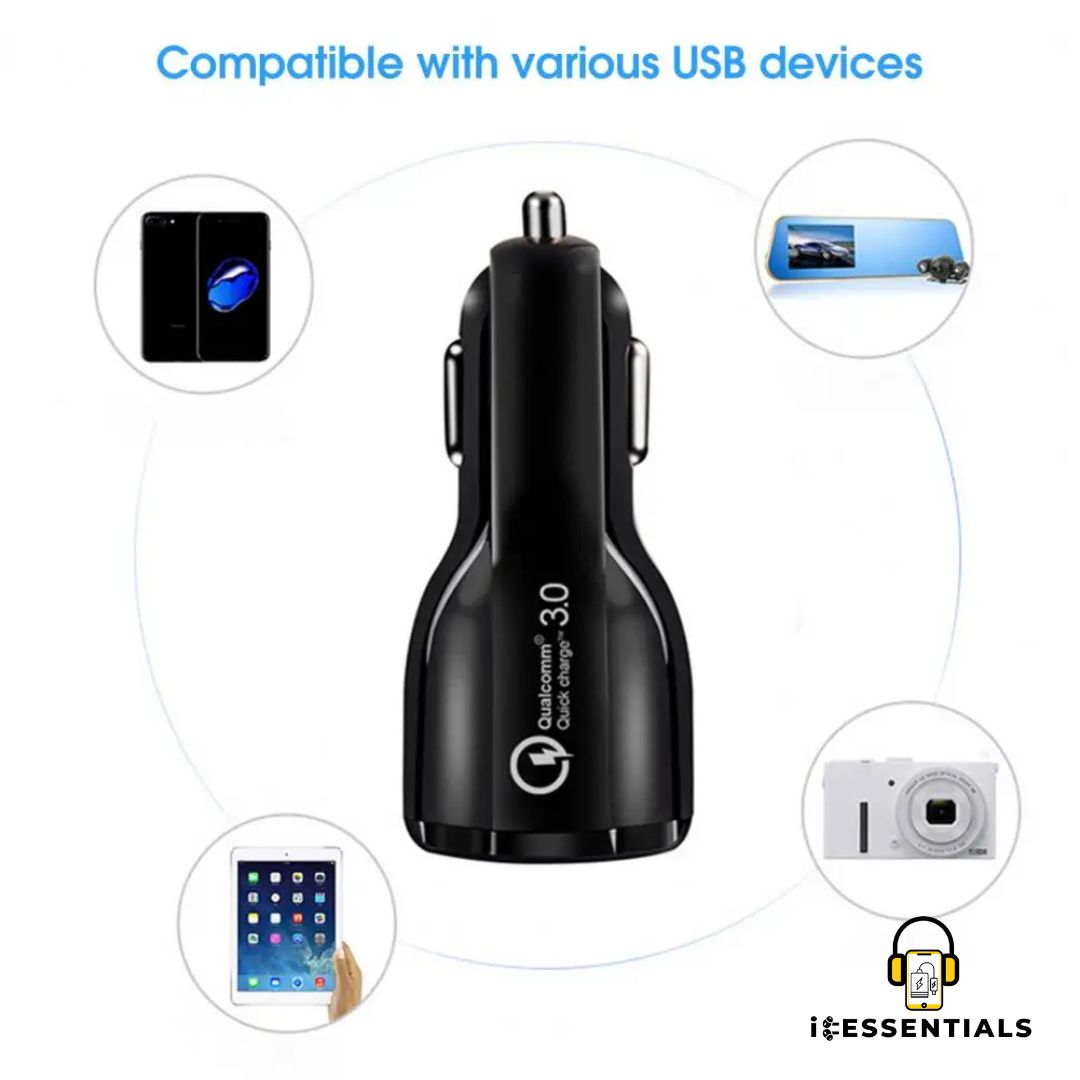 DUAL PORT CAR CHARGER IN BLACK