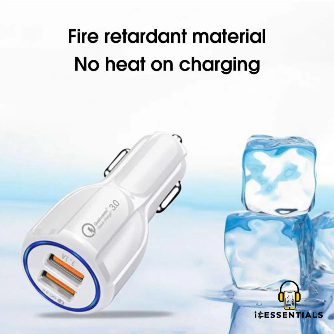 DUAL PORT CAR CHARGER IN WHITE