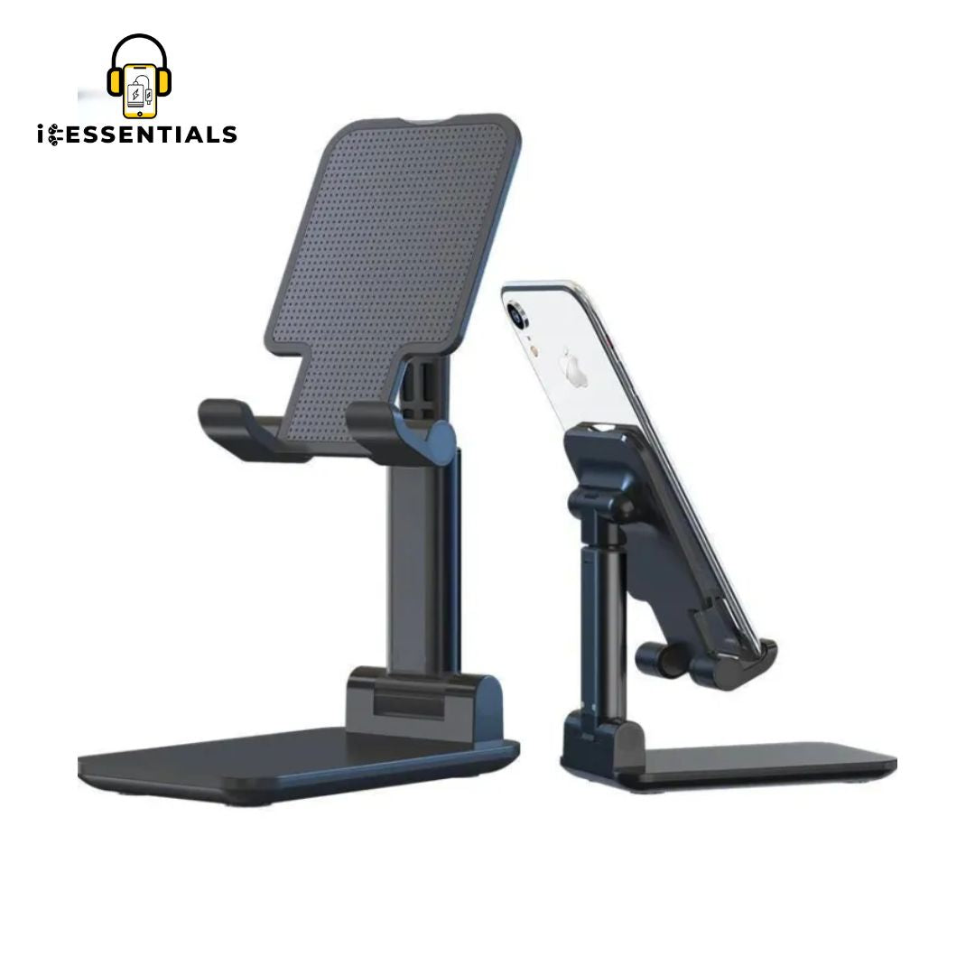 ADJUSTABLE FOLDING DESK PHONE AND TABLET STAND (BLACK)