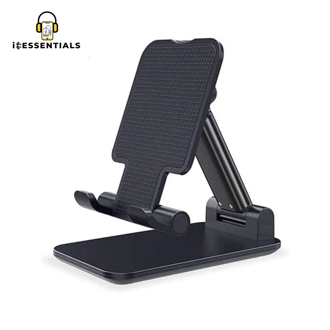 ADJUSTABLE FOLDING DESK PHONE AND TABLET STAND (BLACK)