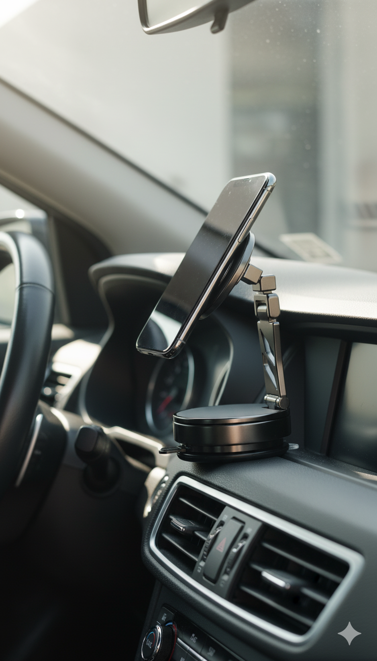 Foldable Magnetic Car Phone Holder 360° Rotating Dashboard Mount for iPhone