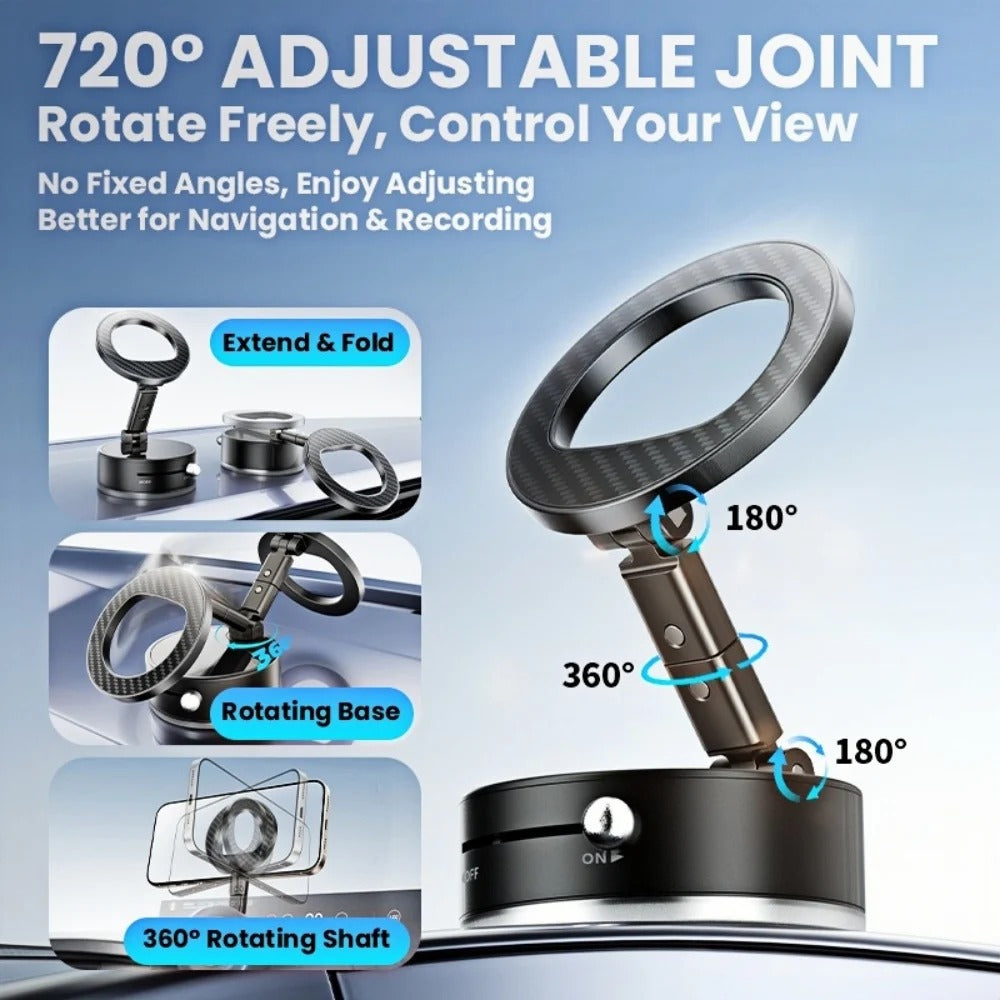 Vacuum Magnetic Suction Cup Car Phone Holder Stand Mount 360° Rotation